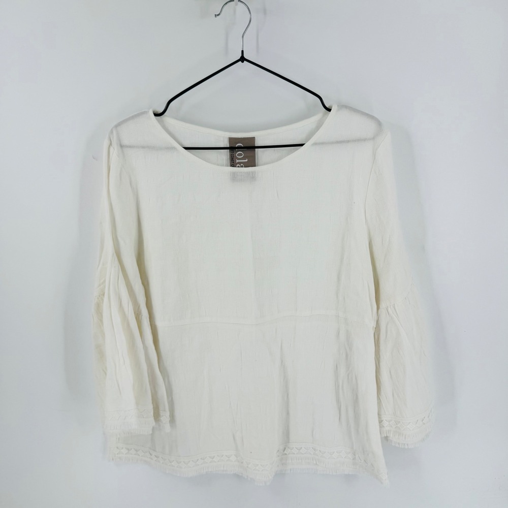 Dolan Left Coast Collection Ivory Top Size M Boho Cotton‎ Peasant Coastal Flowy